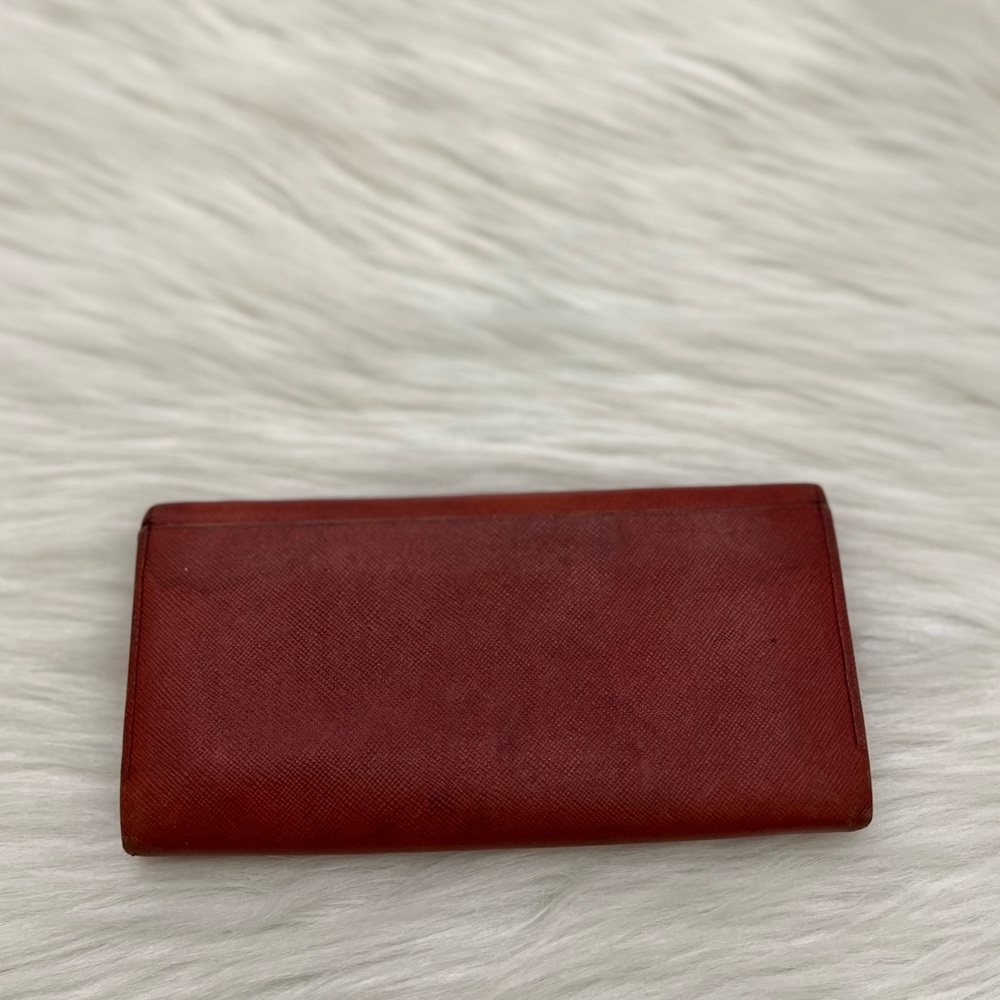 GIVENCHY - RED ORANGE ALL LEATHER LONG BIFOLD WALLET WITH GOLD PLATED CORNERS - Picture 5 of 11